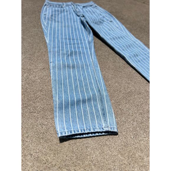 American Eagle Pants Women Size 6 Regular Cotton Denim Pinstripe Mom Jeans Boho - Picture 8 of 8